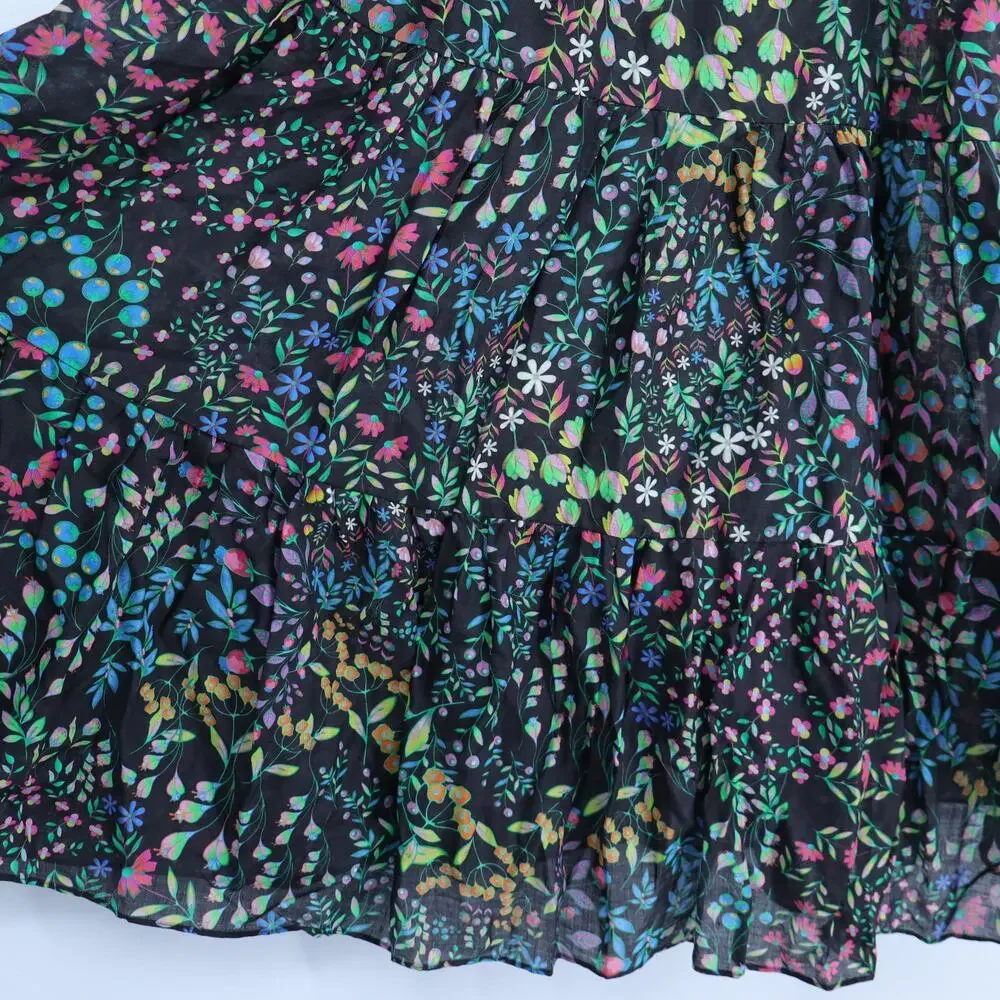 CYNTHIA ROWLEY Layla Floral Halter Dress Black NWT Knee Length Women's M - Picture 4 of 10